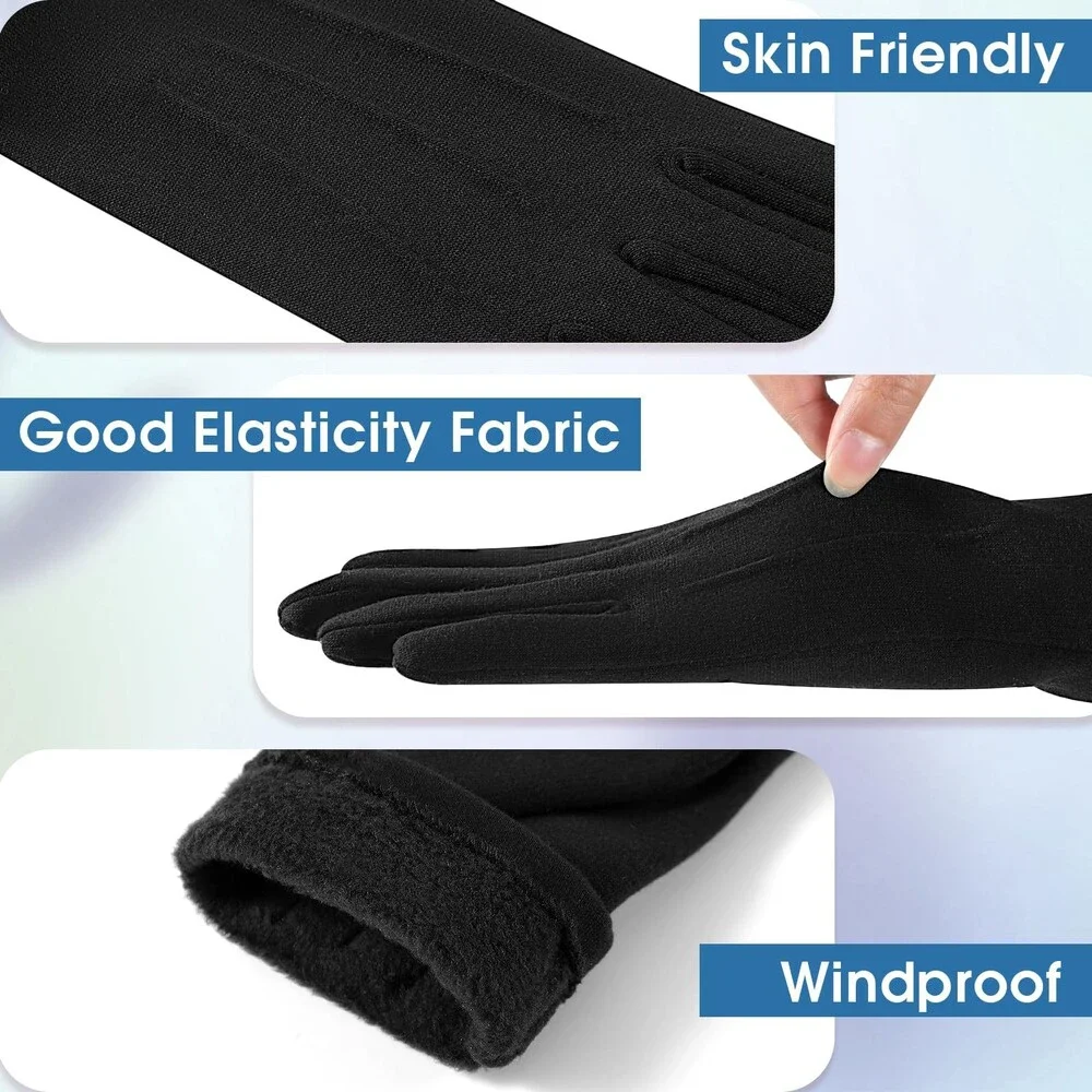 Beehow Women's Black Warm Fleece Touchscreen Cold Weather Gloves OS - NWT